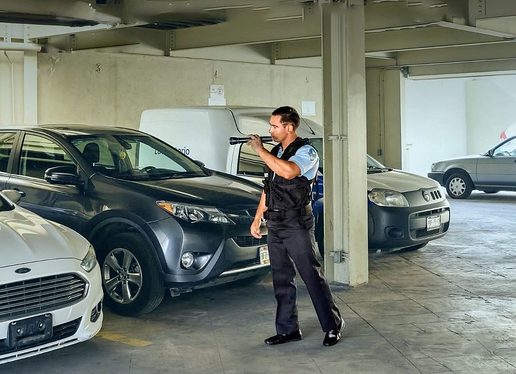 ACS guards patrol shopping mall parking garages.