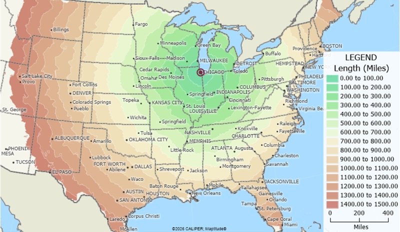 Maptitude 2026 Drive Distance Rings 1